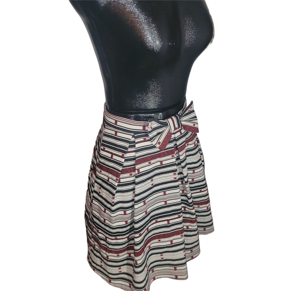 Tristan Striped A Line Pleated Skirt with Bow Detail 4 - Picture 2 of 5